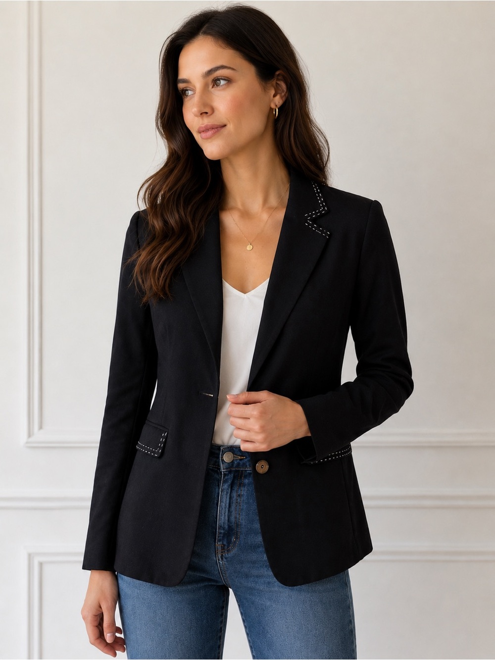 Signature by Larry Levine Black Linen Blend Blazer – Women’s Size